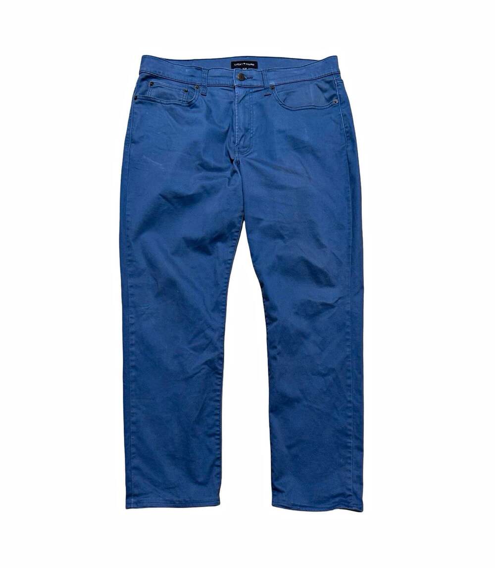 Lucky Brand Men’s Blue Denim Pants 34W Slim Straight Cotton 5-Pocket